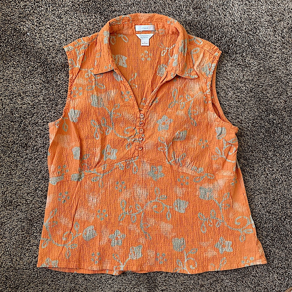 Christopher & Banks Stretch Cotton Floral Print Sleeveless Top